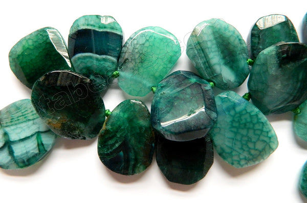 Emerald Fire Agate - 25x30 to 30x40mm Graduated Top-drilled Machine Cut Irregular Drop 16"