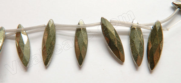 Pyrite  -  Faceted Top-drilled Long Marquise  16"