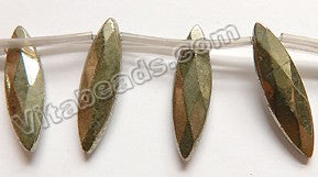 Pyrite  -  Faceted Top-drilled Long Marquise  16"