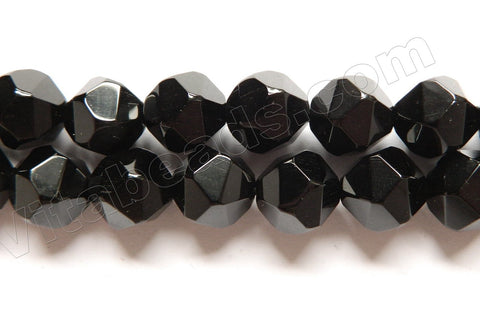 Black Onyx AAA  -  Rose Cut Faceted Round 16"