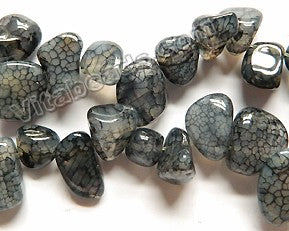 Black Grey Fire Agate  -  Smooth Drop Nuggets 16"