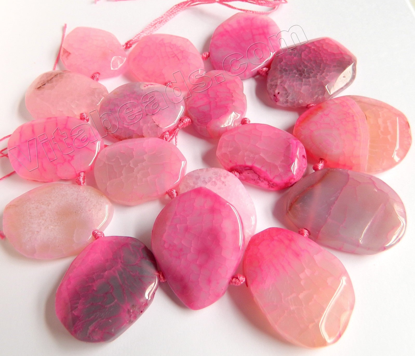 Pink Fire Agate - 25x30 to 30x40mm Graduated Top-drilled Machine Cut Irregular Drop 16"