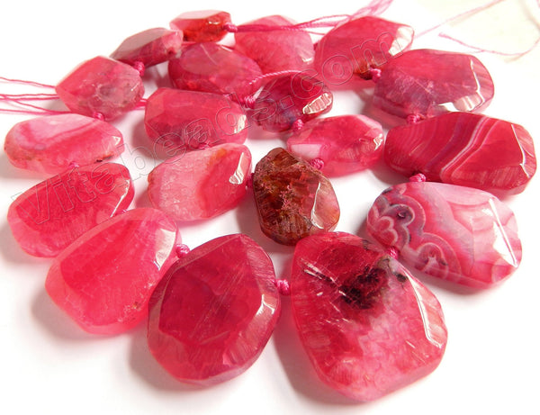 Fuchsia Fire Agate - 25x30 to 30x40mm Graduated Top-drilled Machine Cut Irregular Drop 16"