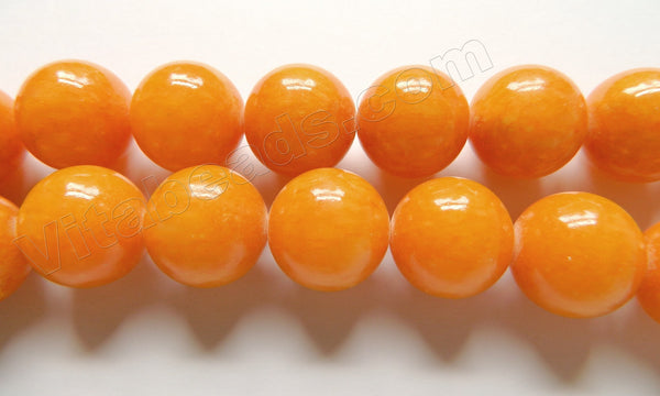 Orange Yellow Mashan Jade  -  Big Smooth Round Beads 16"