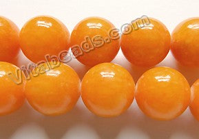 Orange Yellow Mashan Jade  -  Big Smooth Round Beads 16"