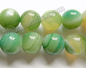 Light Green Sardonix Agate  -  Smooth Round Beads  16"