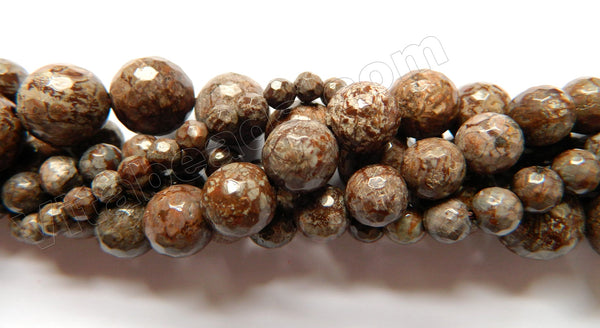 Chinese Unakite / Brown Snowflakes Obsidian - Faceted Round  15"