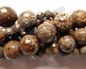 Chinese Unakite / Brown Snowflakes Obsidian - Faceted Round  15"