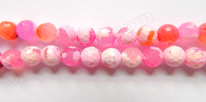 Light Fuchsia White Fire Agate  -  Faceted Round  15"