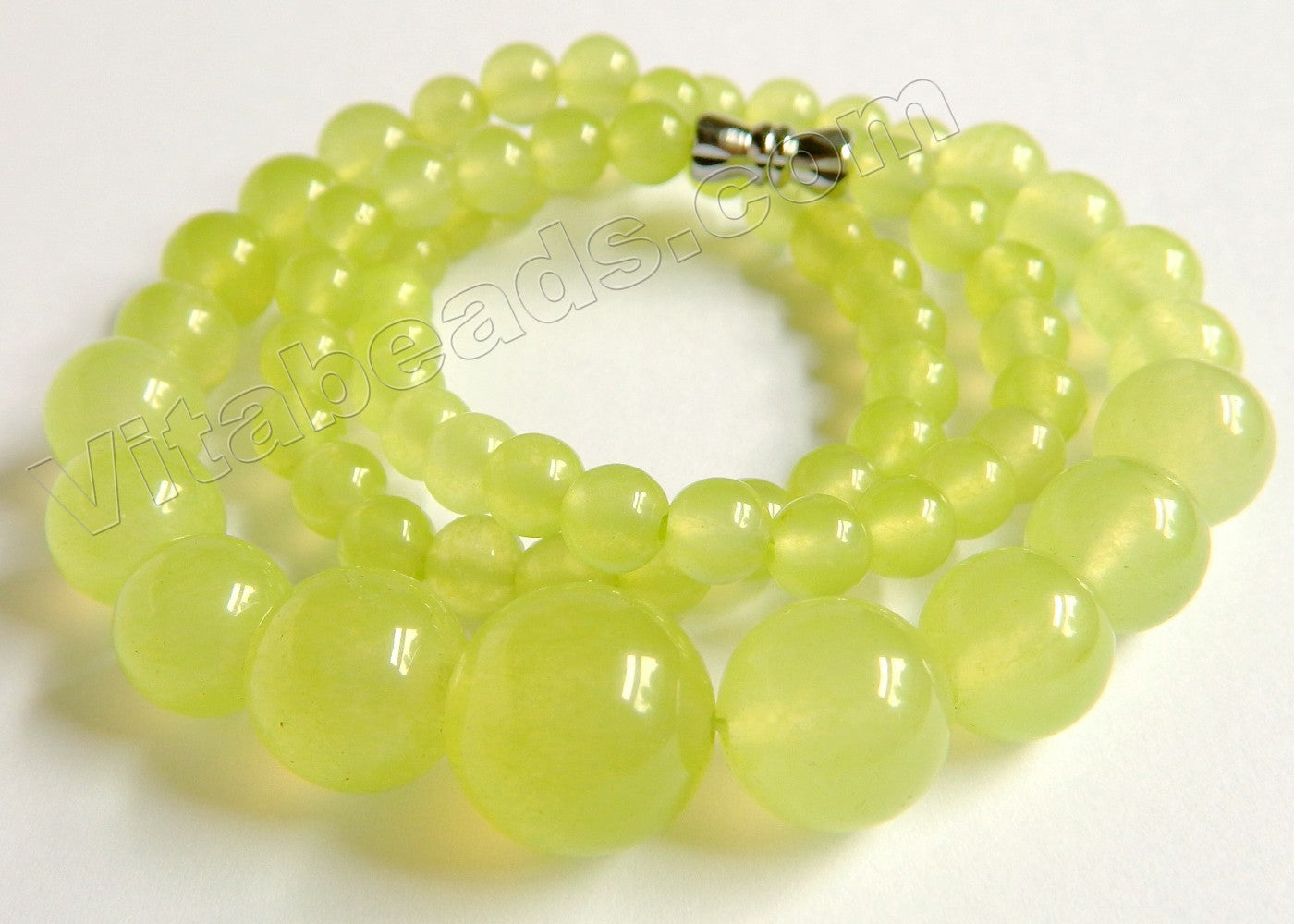 Prehnite Jade   Graduated Smooth Round Strand 16"