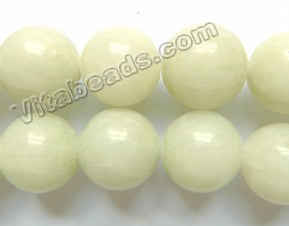 Pale Apple Mashan Jade  -  Big Smooth Round Beads  16"