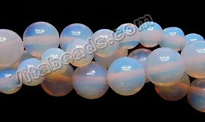 Synthetic Lavender Opal  -  Smooth Round Beads 15"