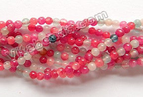 Mixed Strawberry Jade  -  Small Smooth Round  14.5"    2mm