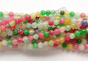 Mixed Green Fuchsia Jade  -  Small Smooth Round  14.5"    2mm