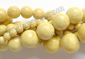 Color Fossil Agate  01  -  Smooth Round Beads 16"