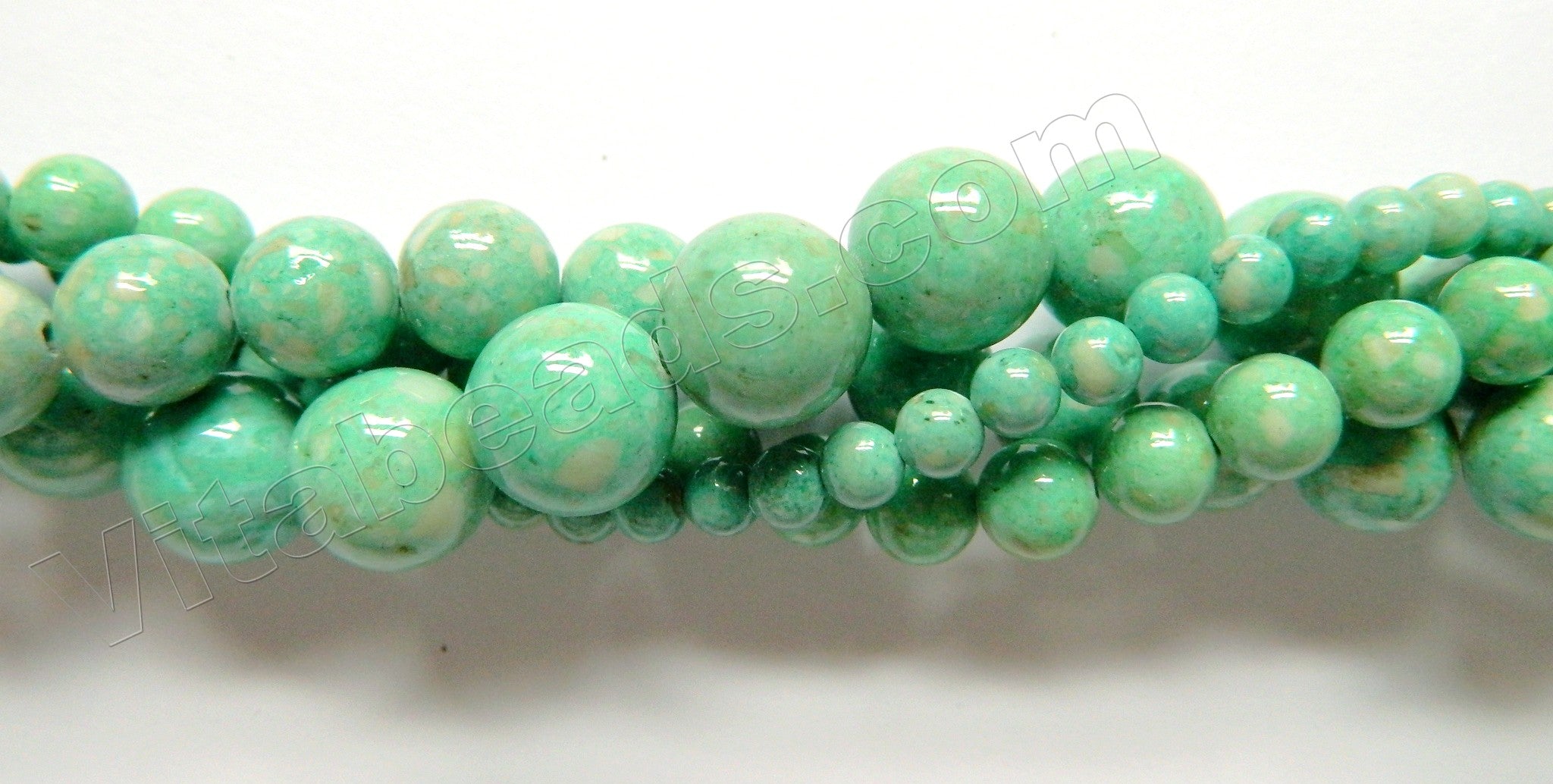 Color Fossil Agate  12  -  Smooth Round Beads 16"