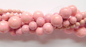 Color Fossil Agate  31  -  Smooth Round Beads 16"
