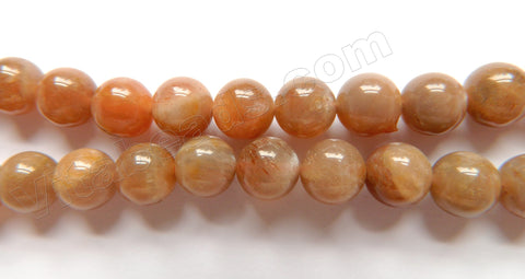 Red Moonstone AA -  Smooth Round Beads  16"