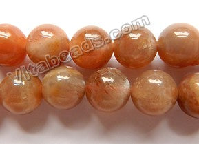 Red Moonstone AA -  Smooth Round Beads  16"