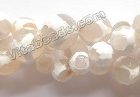 DZi Agate White w/ Football Line - Faceted Round  15"