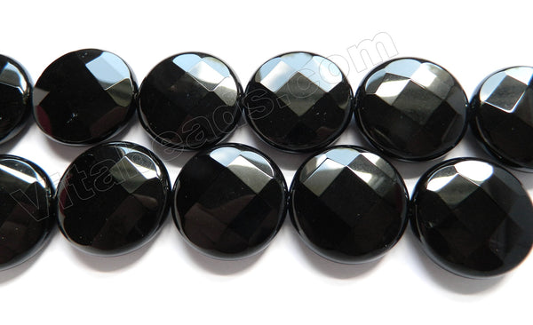 Black Onyx AA  -  Faceted Coin  16"