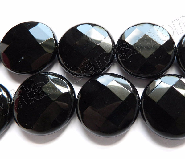 Black Onyx AA  -  Faceted Coin  16"