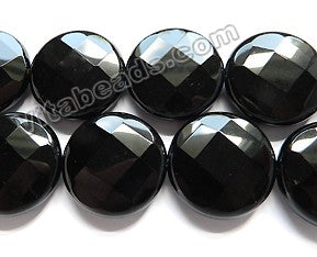 Black Onyx AA  -  Faceted Coin  16"