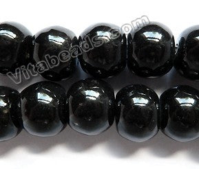 Porcelain Beads - Black - 20x15mm Big Smooth Drum 13"