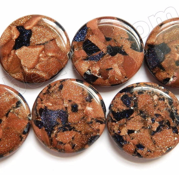 Red Blue Mixed Goldstone  -  Big Puff Coins  16"