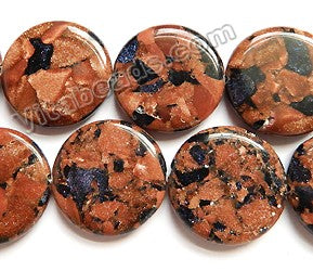 Red Blue Mixed Goldstone  -  Big Puff Coins  16"