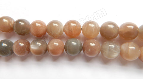 Pink Grey Moonstone Mixed A  -  Big Smooth Round Beads  16"