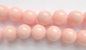 Light Yellow Pink Peach Jade Solid  -  Big Smooth Round Beads  16"