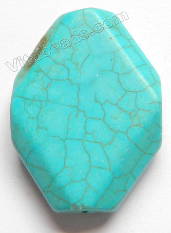 Cracked Blue Turquoise - Smooth Cut Oval Pendant