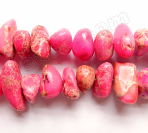 Hot Pink Impression Jasper A  -  Smooth Chip Nuggets  16"