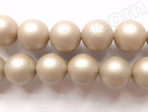 Matte Brownish Grey Shell Pearl  -  Smooth Round Beads 16"