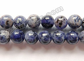 Dark Purple Blue Kiwi Stone  -  Smooth Round Beads  16"