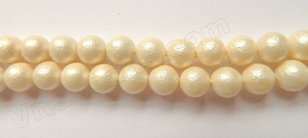 Frosted MOP Shell Pearl  -  Dust Star Cream -  Smooth Round Beads 16"