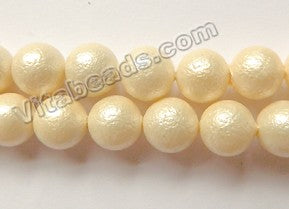 Frosted MOP Shell Pearl  -  Dust Star Cream -  Smooth Round Beads 16"