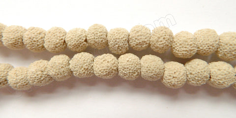 Ivory Lava Stone  -  Smooth Round Beads 16"