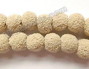 Ivory Lava Stone  -  Smooth Round Beads 16"