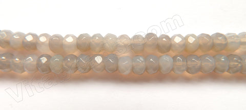 Lavender Grey Agate A  -  Faceted Rondel  16"    6 mm