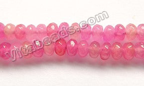 Mixed Fuchsia Pink Jade  -  Small Faceted Rondel  14.5"     4 mm