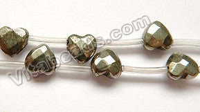 Pyrite AA  -  Faceted Top Side-drilled Heart  16"