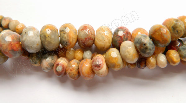 Dark Crazy Lace Agate  -  Faceted Rondels  16"