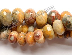Dark Crazy Lace Agate  -  Faceted Rondels  16"