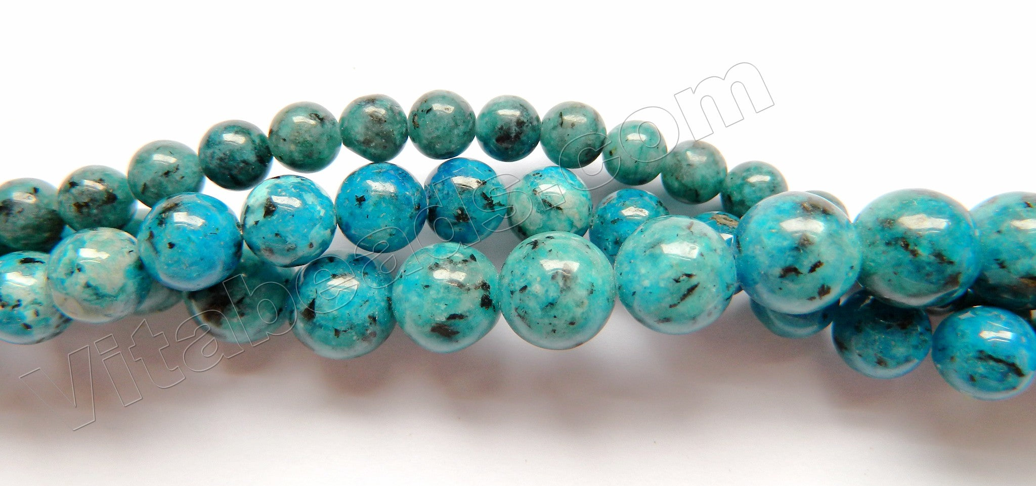 Kiwi Stone  -  Apatite  -  Smooth Round Beads  16"