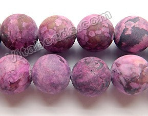 Frosted Sugilite A  -  Smooth Round Beads  16"