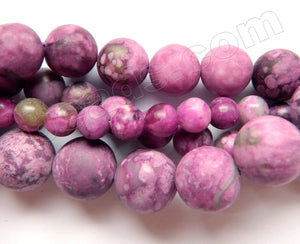 Frosted Sugilite A  -  Big Smooth Round Beads  16"