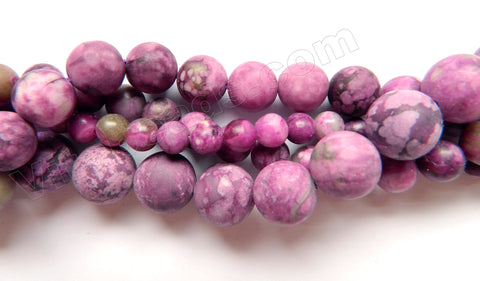 Frosted Sugilite A  -  Smooth Round Beads  16"