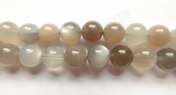 Grey Moonstone Mixed AAA  -  Smooth Round Beads  16"